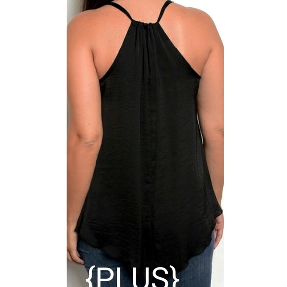 NEW Black Satin Spaghetti Strap Top+Gold Necklace - Picture 7 of 8